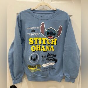 Disney’s Stitch Light Blue Crew Neck Pullover Sweatshirt Size L